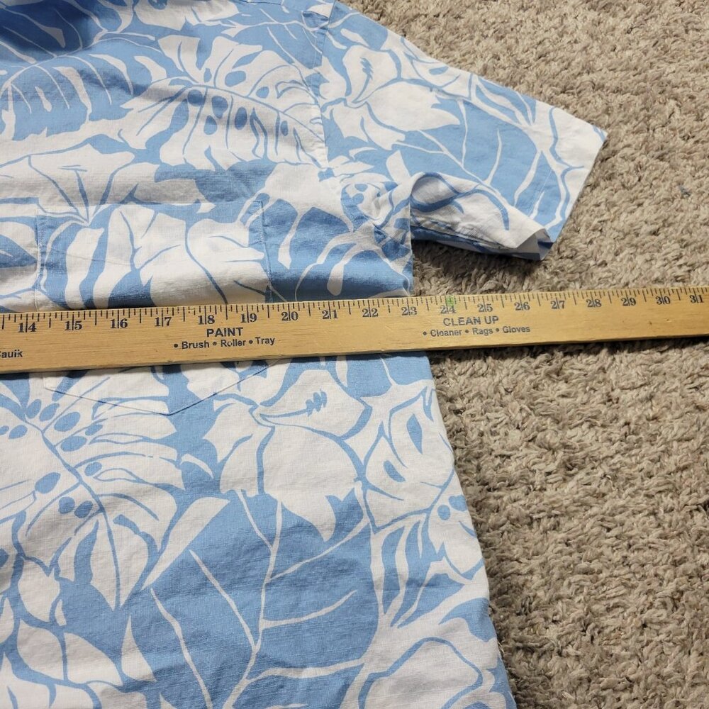 Nautica Shirt Mens Large Blue Floral All Over Print Button Up Beach Cotton - Picture 3 of 7